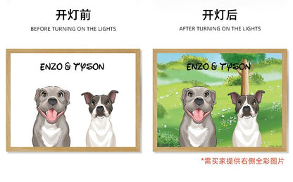 Pet Light Painting Decorative Painting with Night Light Creative Photo Frame Display Customizable