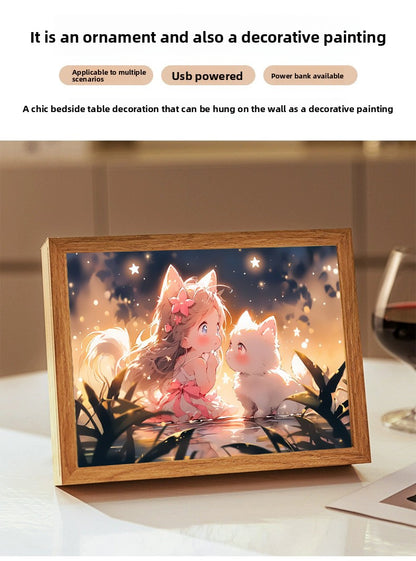 Pet Light Painting Decorative Painting with Night Light Creative Photo Frame Display Customizable