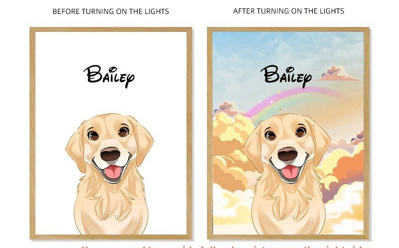 Pet Light Painting Decorative Painting with Night Light Creative Photo Frame Display Customizable
