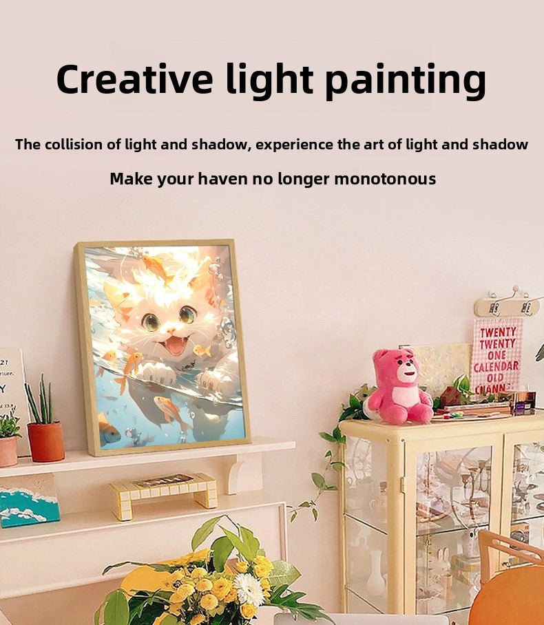 Pet Light Painting Decorative Painting with Night Light Creative Photo Frame Display Customizable