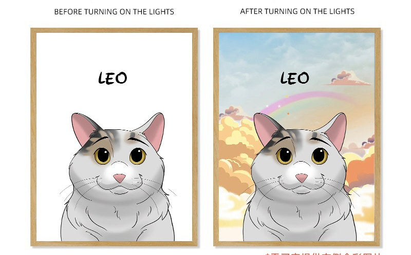 Pet Light Painting Decorative Painting with Night Light Creative Photo Frame Display Customizable